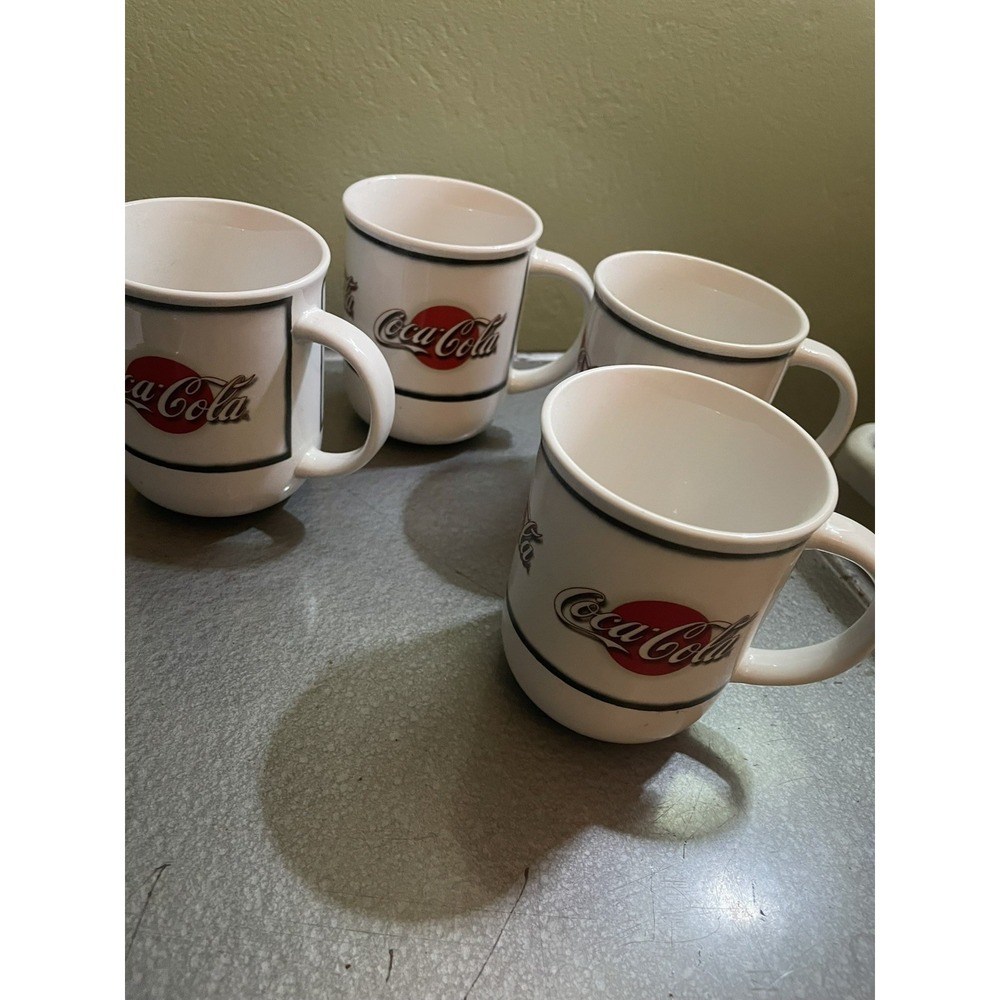 Vintage Coca-Cola 4 Diner Coffee Cup Mug Lot By Sakura, Collectible, Decor V15